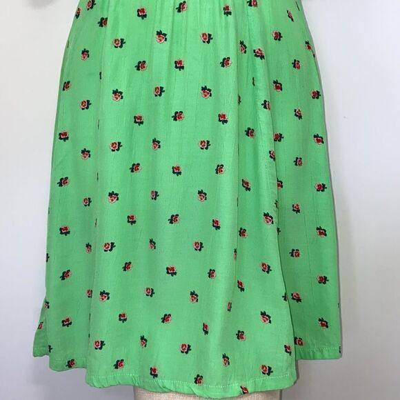Faithfull The Brand Dress”Manhattan “ Spearmint Pink Roses Mini Nwot 4 - Picture 4 of 8